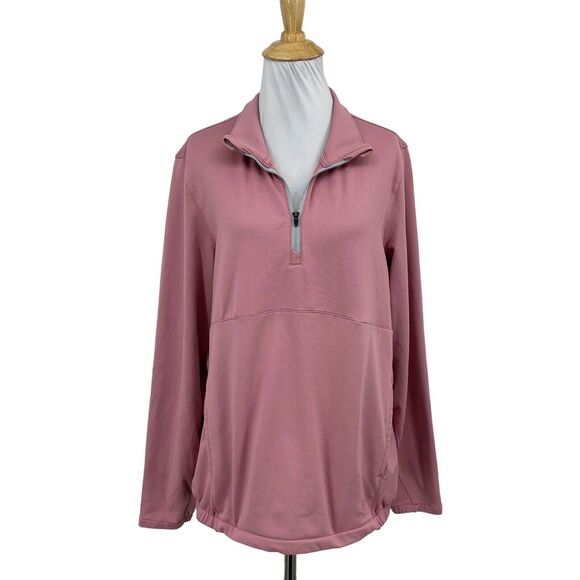 Puma Sweatshirt Womens Large Foxglove Fleece Lined Half Zip Elastic Hem Pullover - Picture 1 of 14